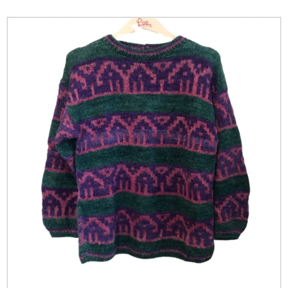 Handknit Mohair/Alpaca Tribal Sweater PERU